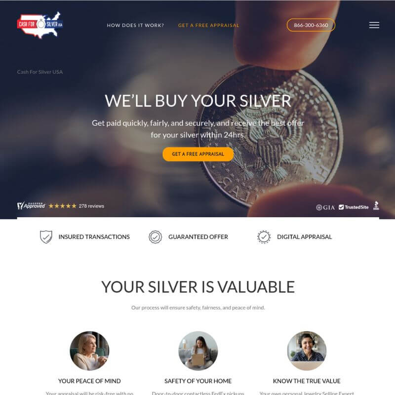 Cash for Silver USA website