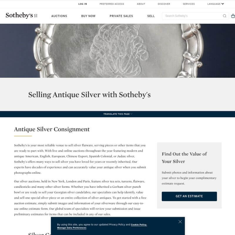 Sothebys website