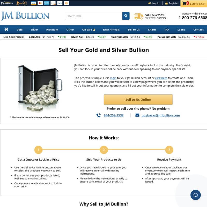JM Bullion website