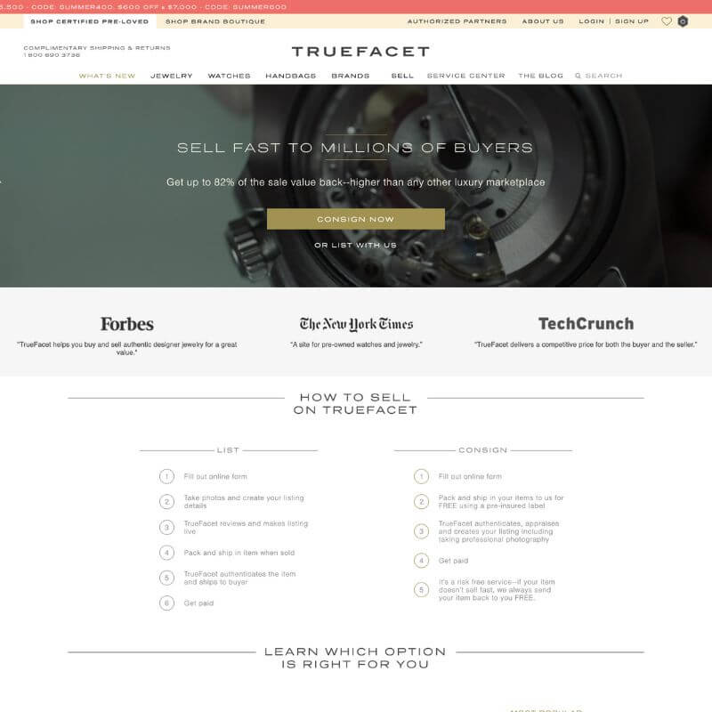 Truefacet website