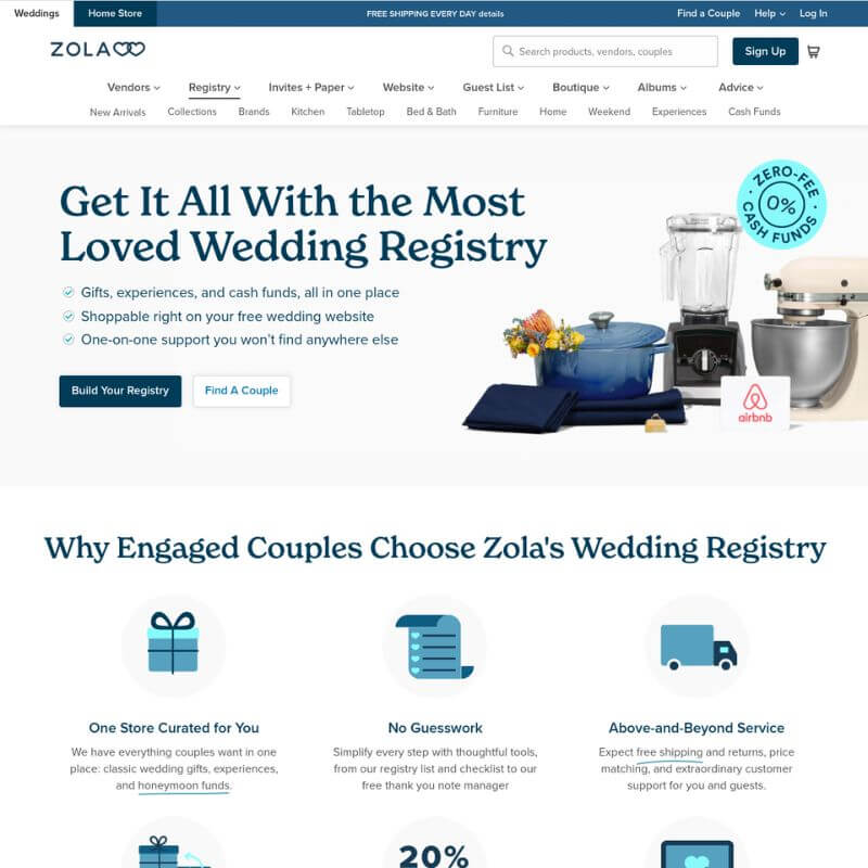 Zola Registry website