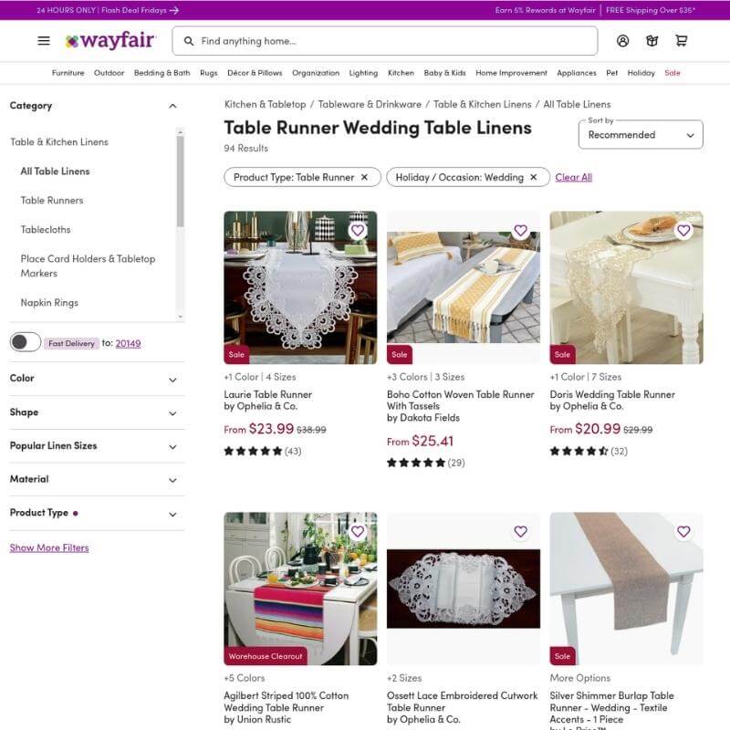 Wayfair website