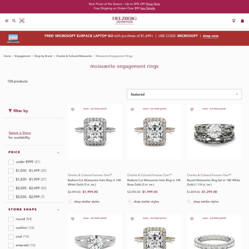 Helzberg Diamonds website