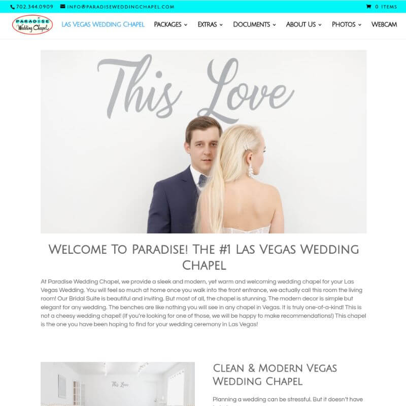 Paradise Wedding Chapel website