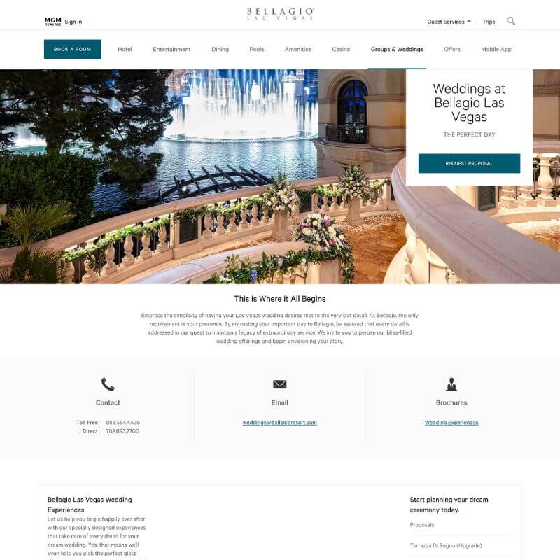 Bellagio Wedding Chapel website