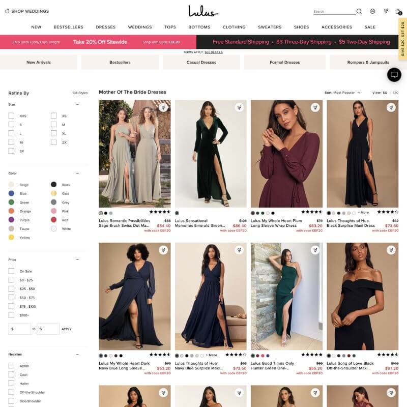 Lulus website