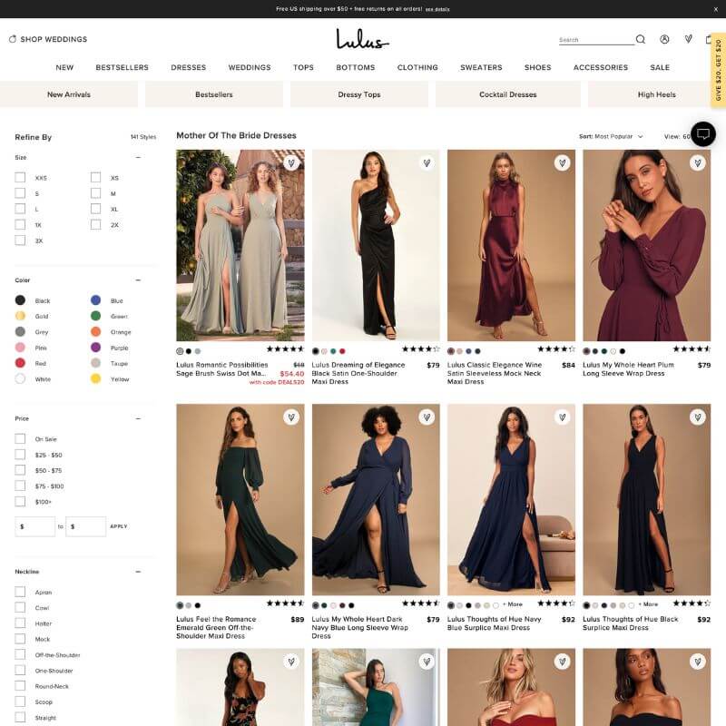 Lulus website