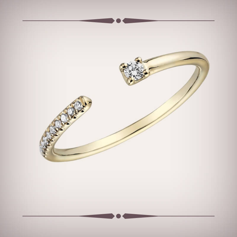 Ultra Mini Diamond Pave Open Stackable Ring