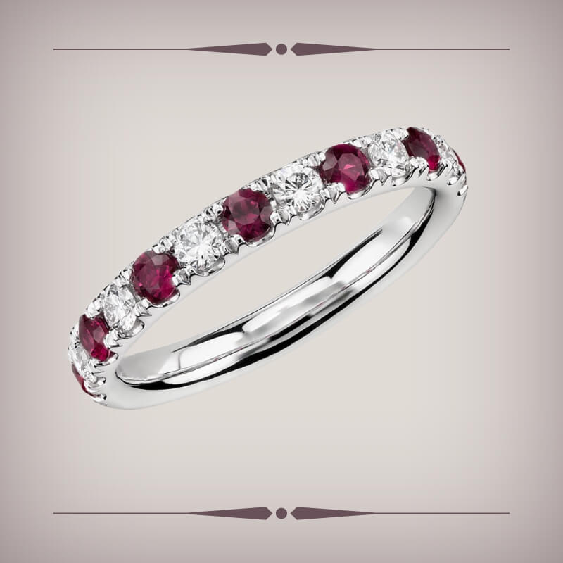 Riviera Pave Ruby and Diamond Ring