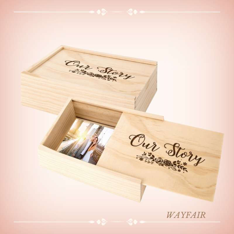 Our Story Laser Engraved Wedding Photo Box