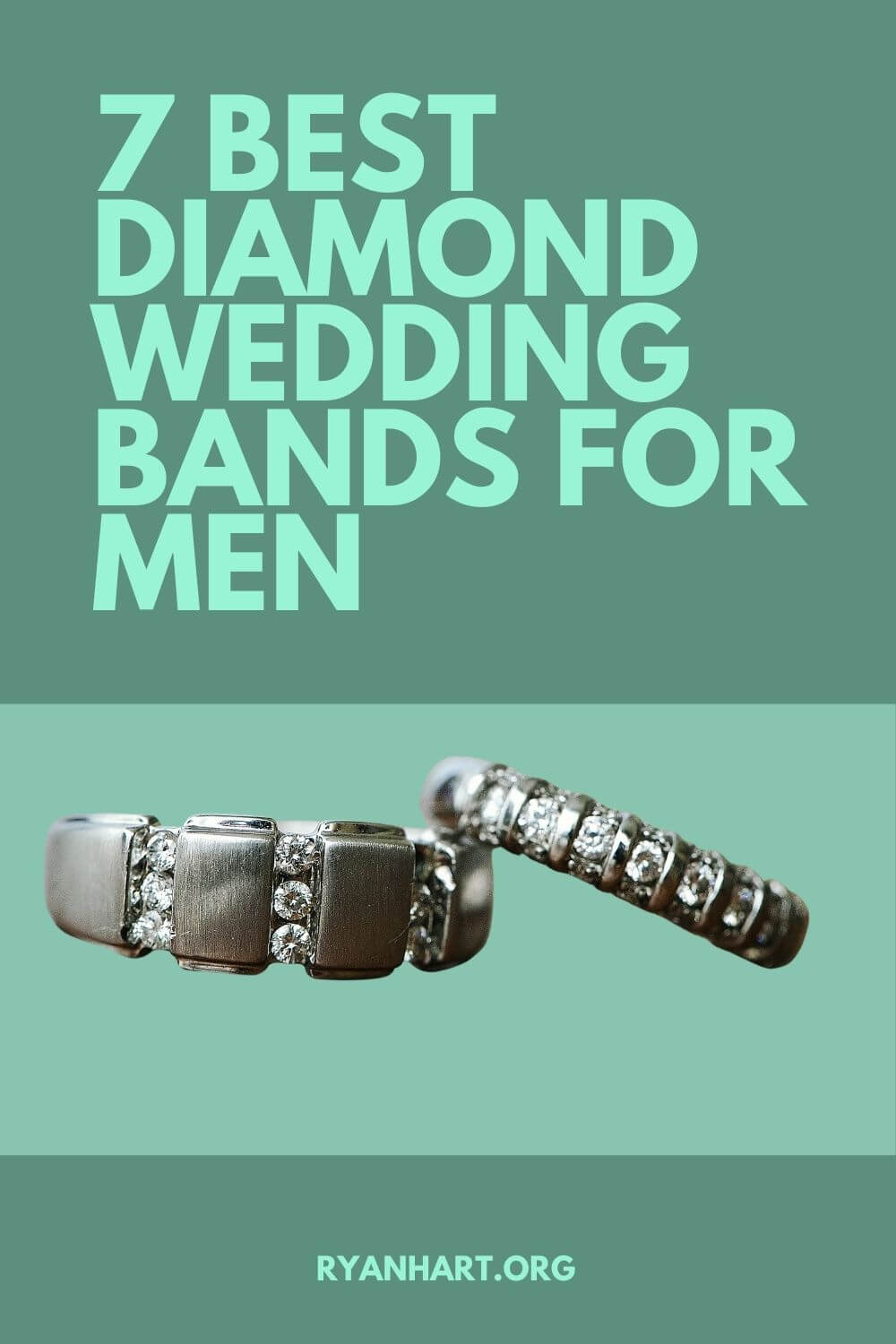 Man wearing a diamond wedding band
