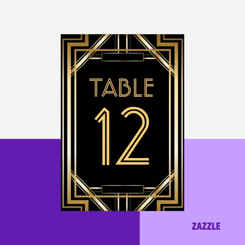 Great Gatsby Art Deco Table Number Cards