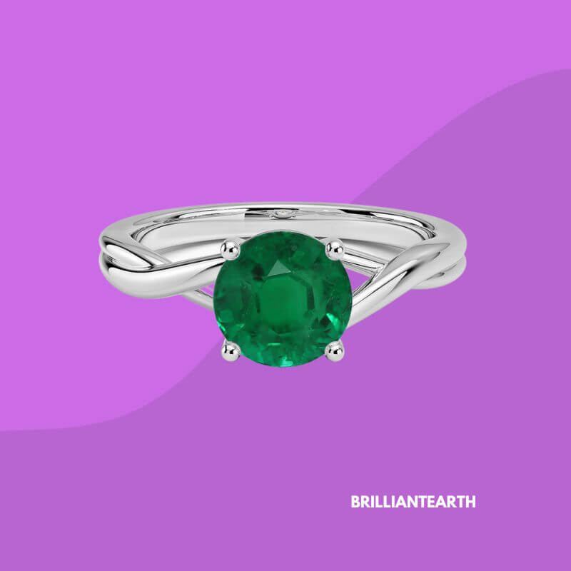 Platinum Grace Ring with Round Emerald