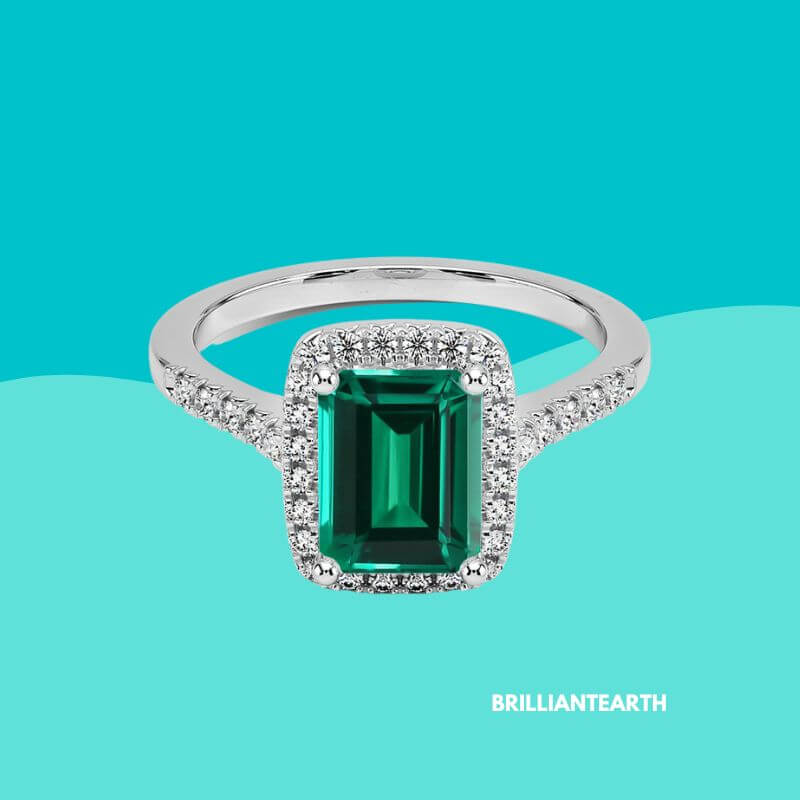 Platinum Odessa Emerald and Diamond Ring