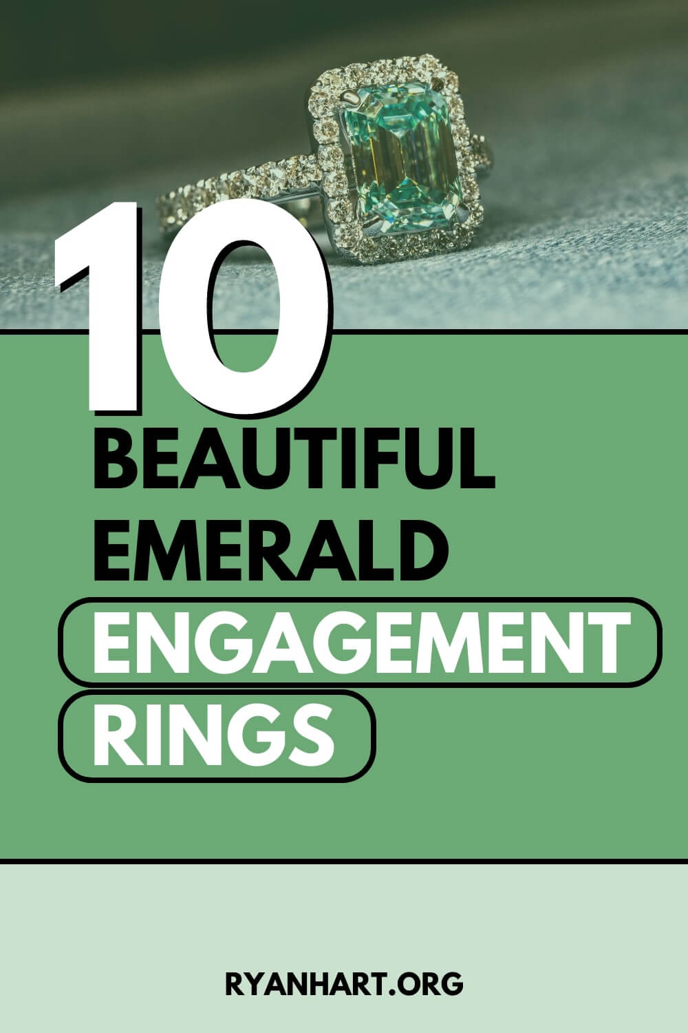 Woman wearing emerald wedding ring
