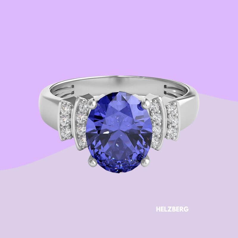 Tanzanite Engagement Ring in 14k White Gold