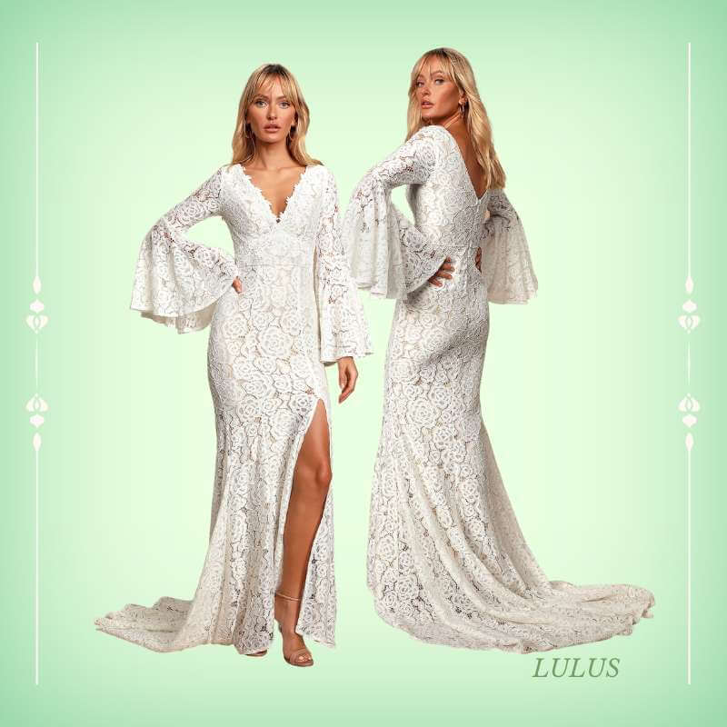 Duchess Ivory Lace Bell Sleeve Maxi Dress