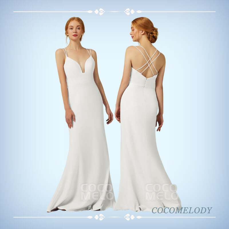 Spaghetti Strap Floor Length Wedding Dress