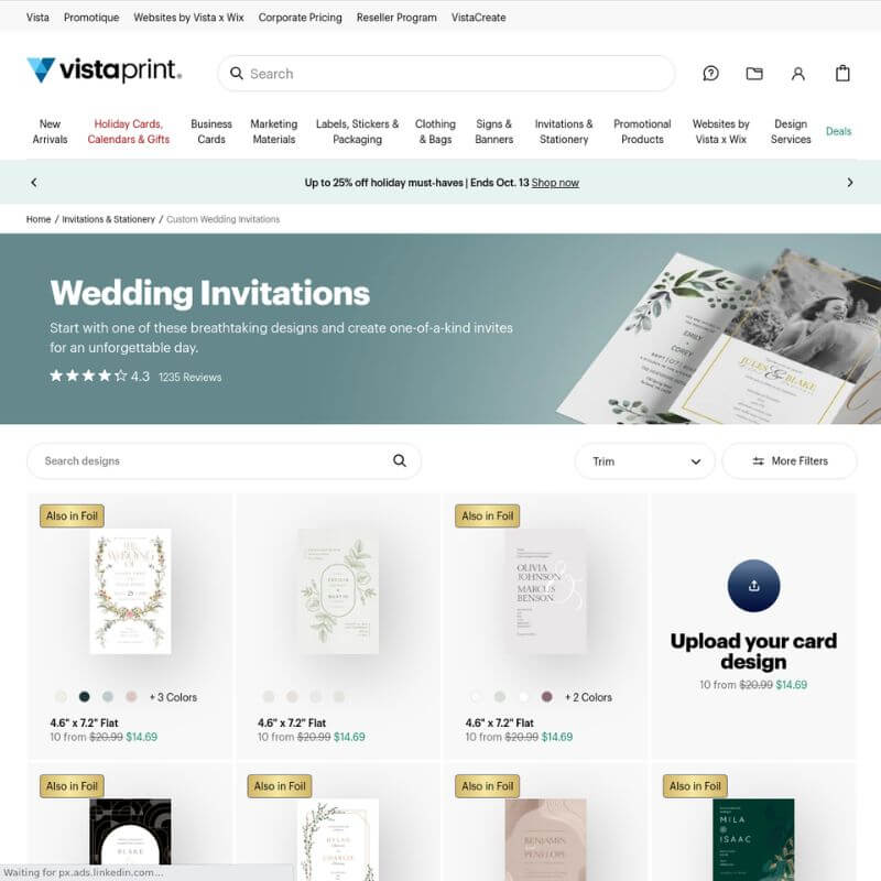 Vistaprint website