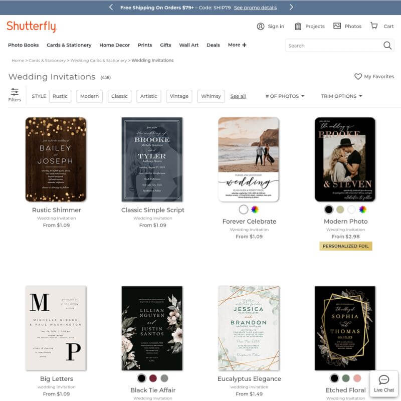 Shutterfly website