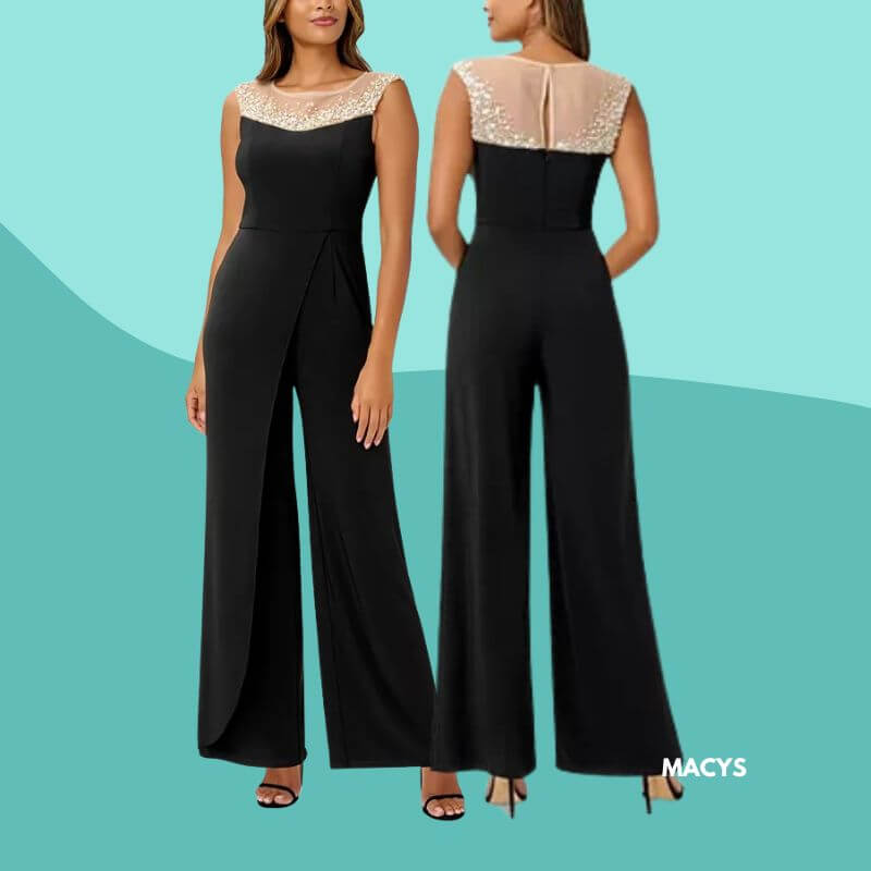 Plus Size Embellished-Neck Jersey Jumpsuit