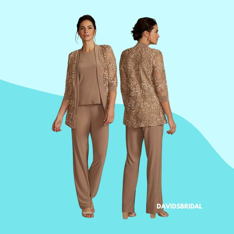 Soutache Embellished Jersey Three Piece Pantsuit