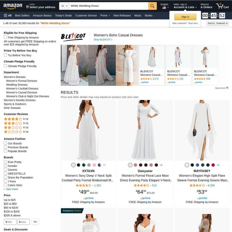 Amazon website