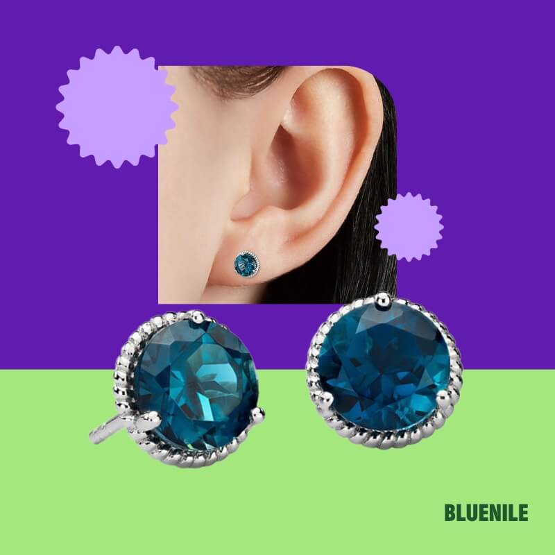 London Blue Topaz Rope Stud Earrings