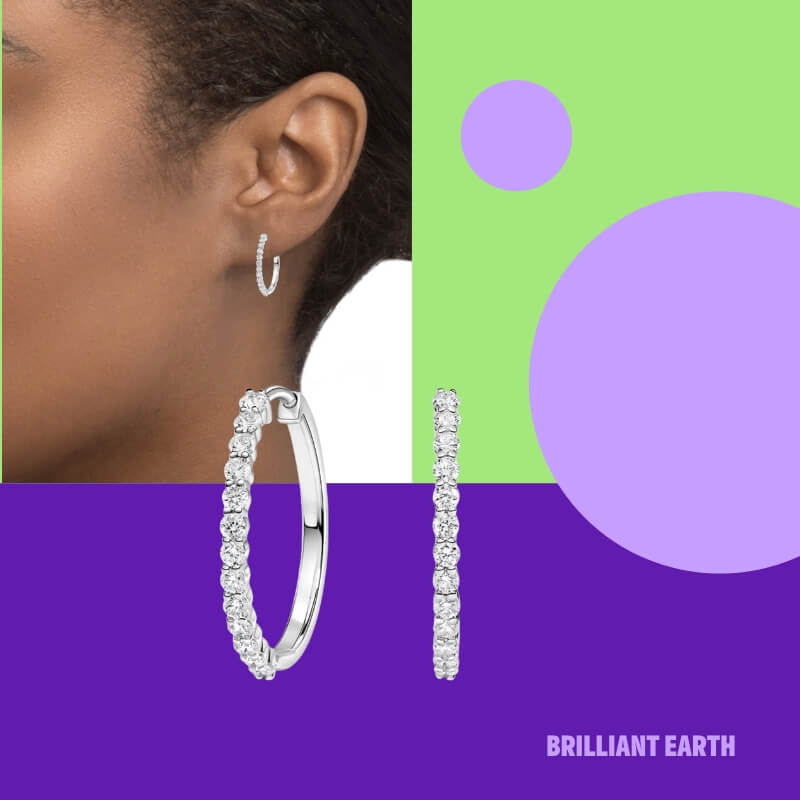 Shared Prong Diamond Hoop Earrings