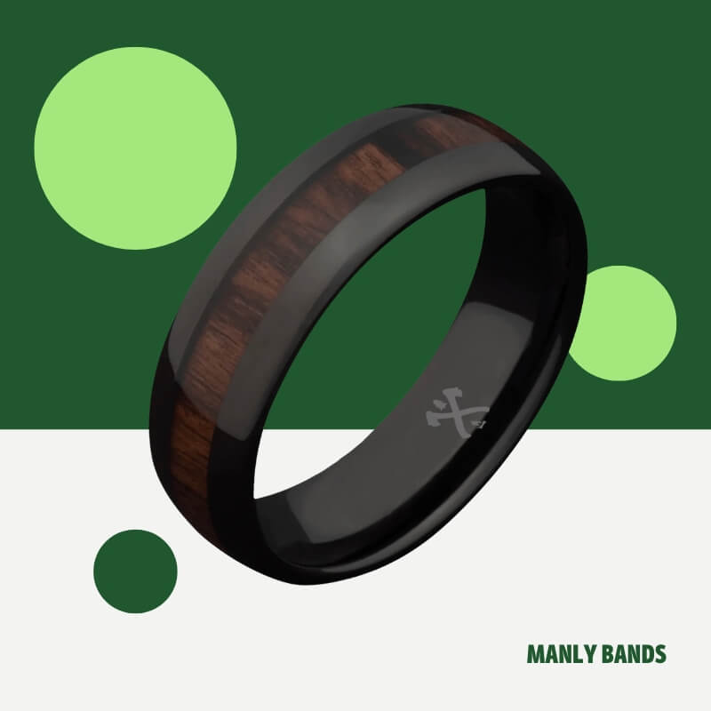 Black Plated Tungsten and Koa Wood Wedding Band