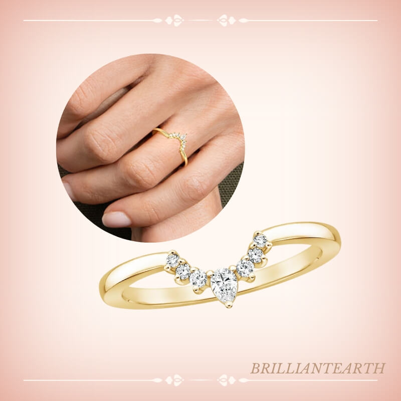 Crescent Diamond Wedding Band