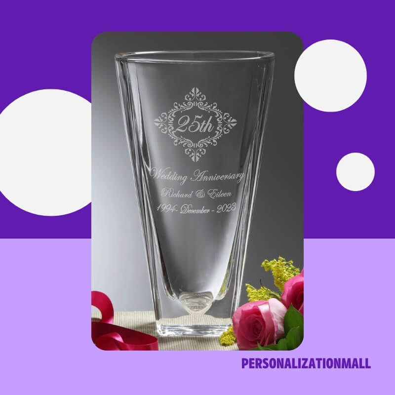 Anniversary Memento Etched Crystal Vase