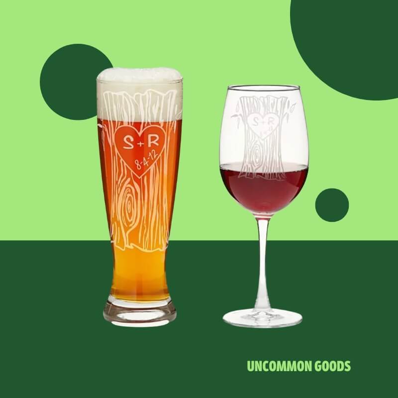 Personalized Tree Trunk Glassware Duo