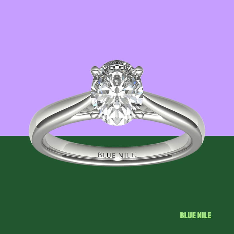 Tapered Cathedral Solitaire Engagement Ring