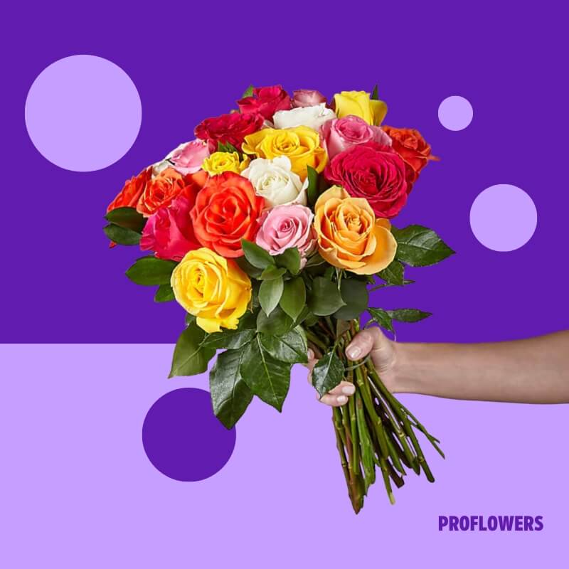 24 Mixed Roses Bouquet with Vase