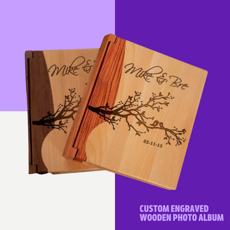 Custom Engraved Wooden Photo Album