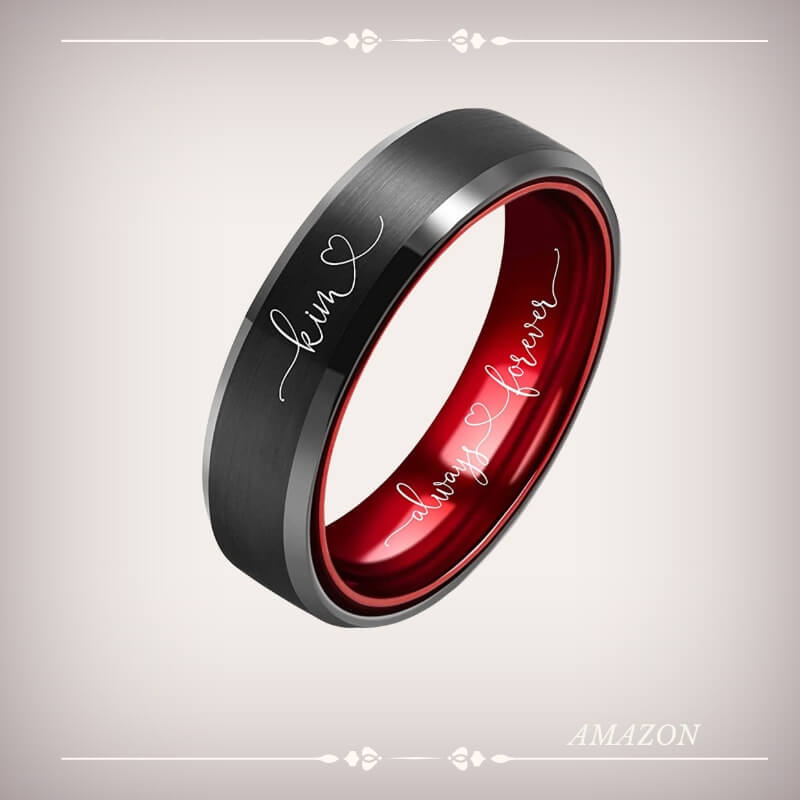 Black Tungsten Promise Ring with Custom Engraving