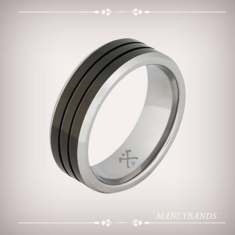 Tungsten with Black Plated Inlay