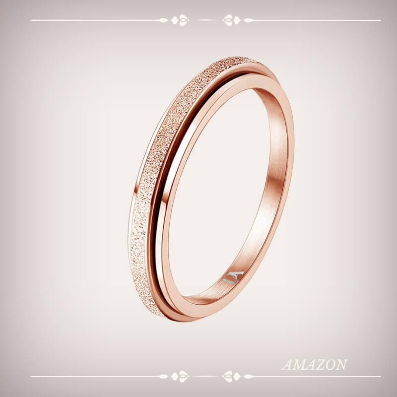 Narrow Stainless Steel Spinner Ring in Rose Gold