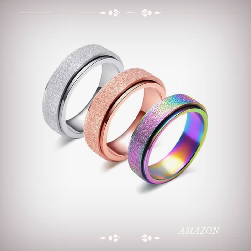 Glitter Finish Fidget Ring Set