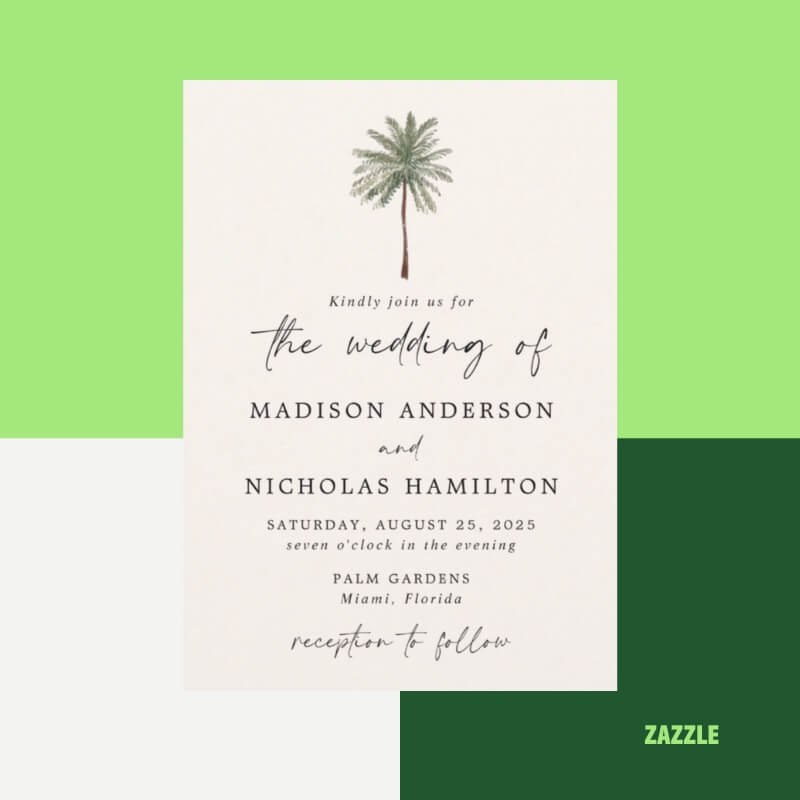 Minimal Palm Tree Wedding Invitation