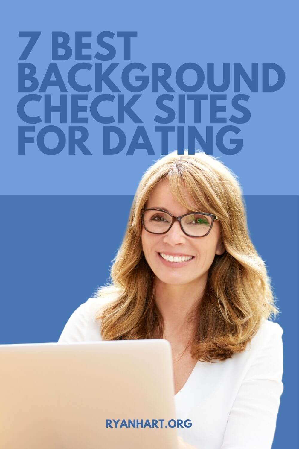 Woman using background check website