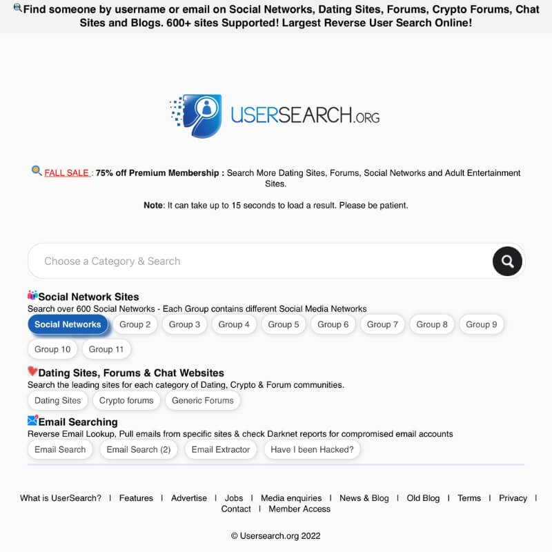 UserSearch website
