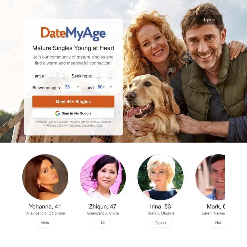 DateMyAge website