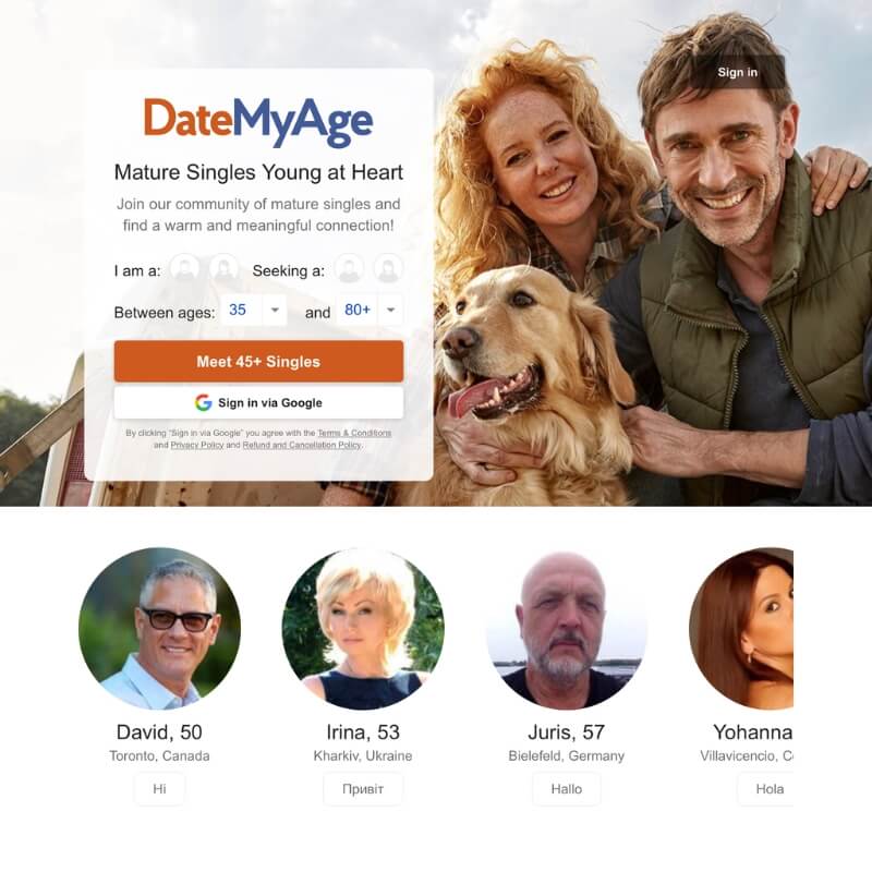 Date My Age website