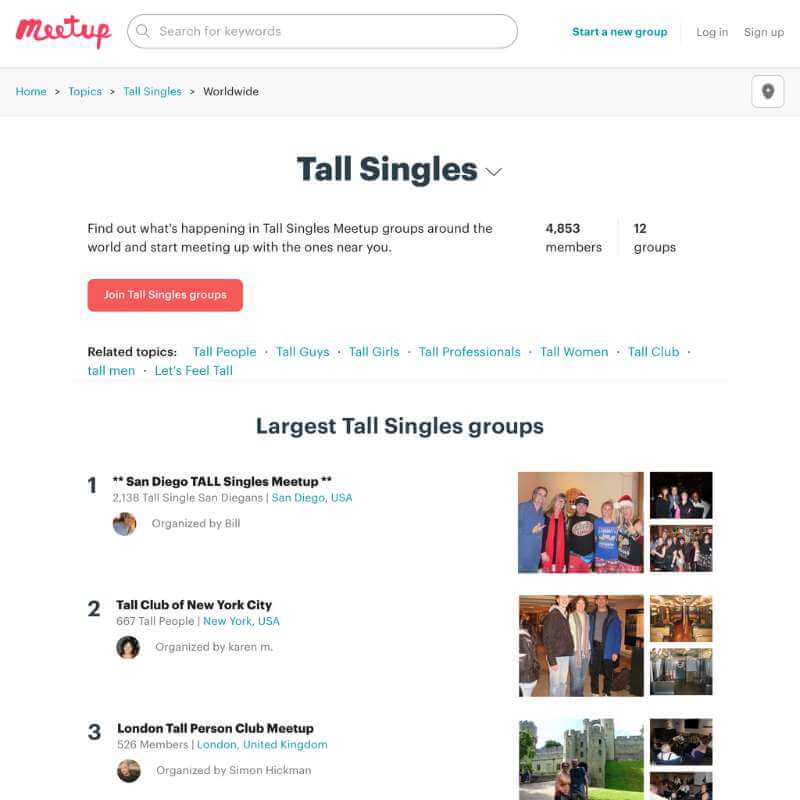 Tall Singles on Meetup.com