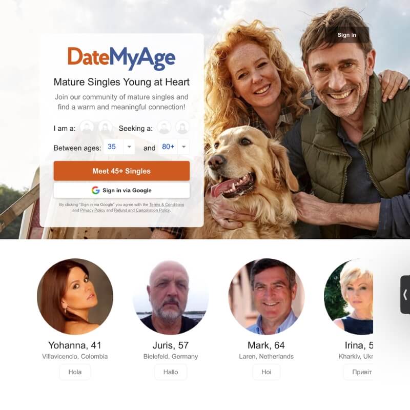 Date My Age website