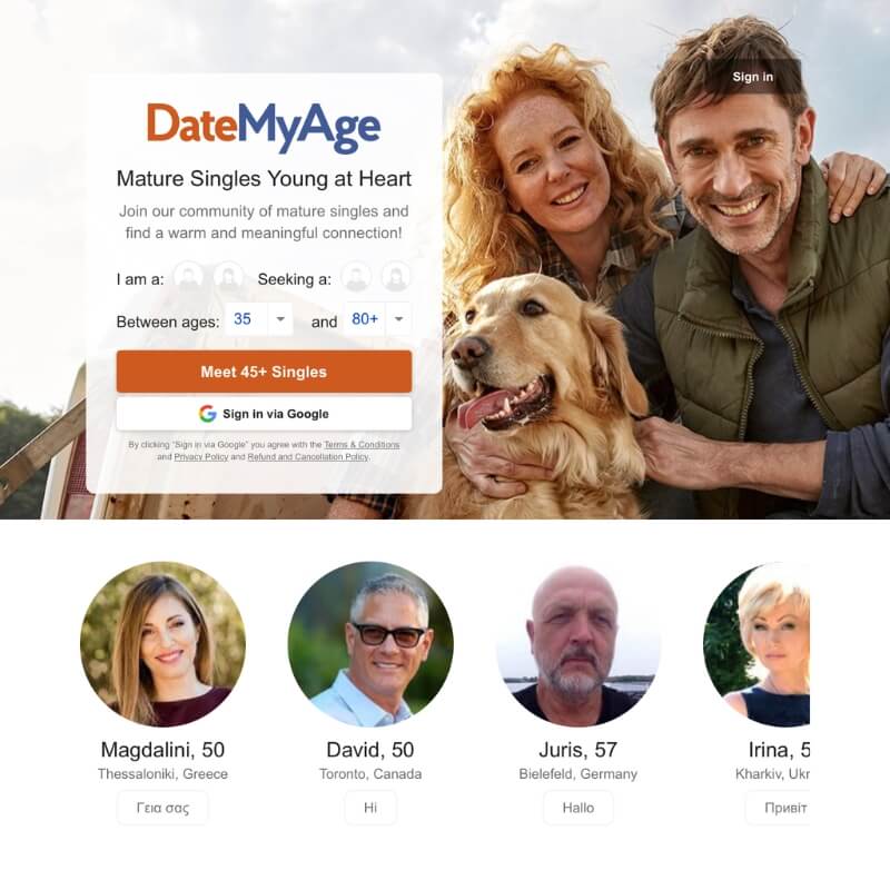 DateMyAge website