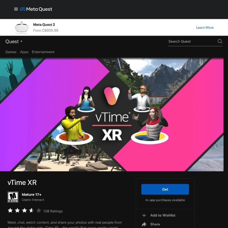 vTime XR website