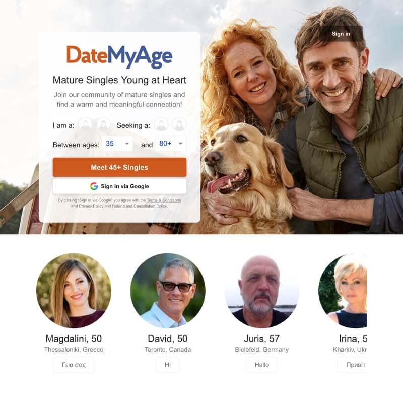 DateMyAge website